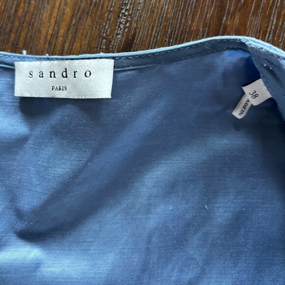 SANDRO | Womens Paty Wrap-Effect Dress Sky Blue Size 6 - Picture 6 of 6